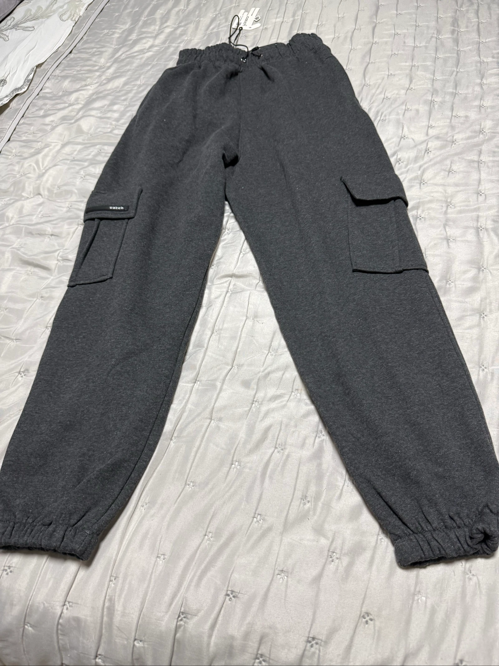 Donkere grijze cargo joggingbroek met label "catch" – photo 2